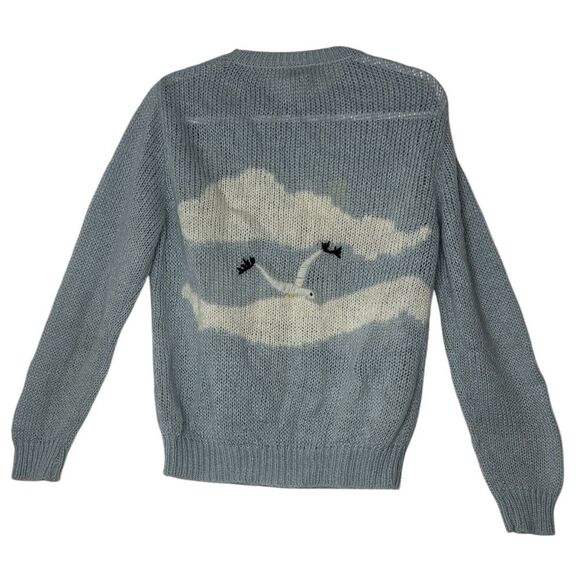 Vintage Ades Of California Women's Sweater XL Birds Cloud Beach Outdoor Y2K Blue - Picture 2 of 10